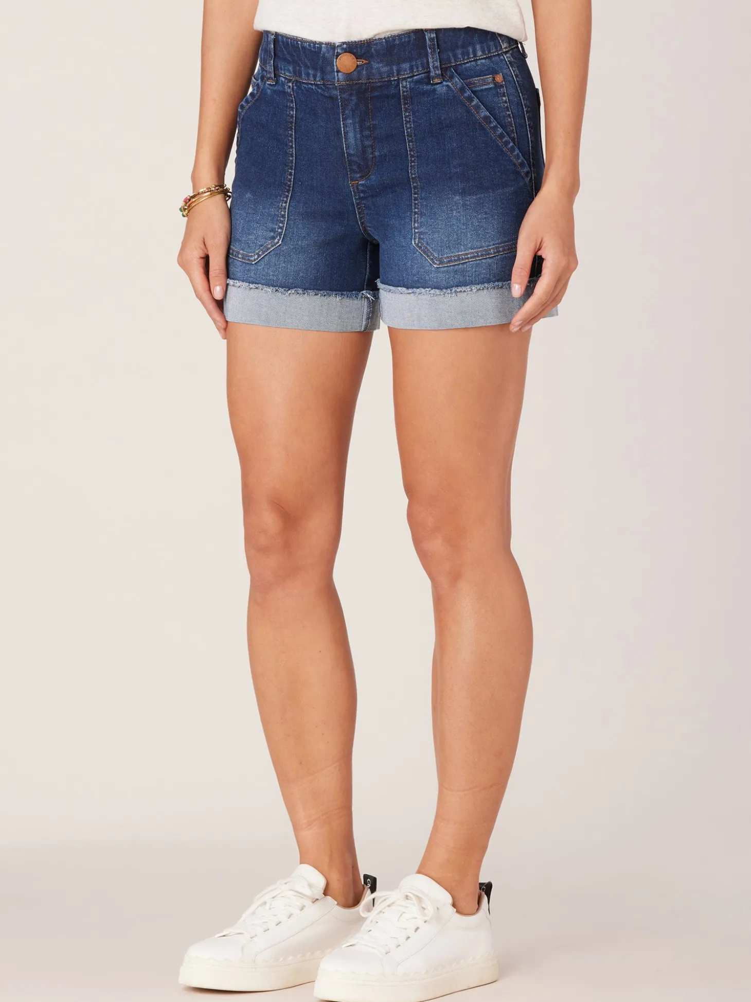 "Ab"solution Mid-Rise Roll Cuff Plus Size Shorts