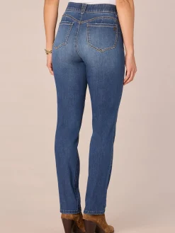 "Ab"solution Mid-Rise Straight Leg Petite Jeans with Angled Dart Seams