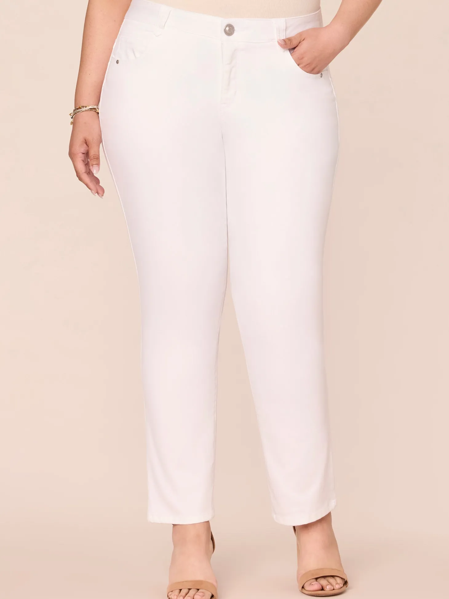 "Ab"solution® Optic White Plus Straight Leg Jeans