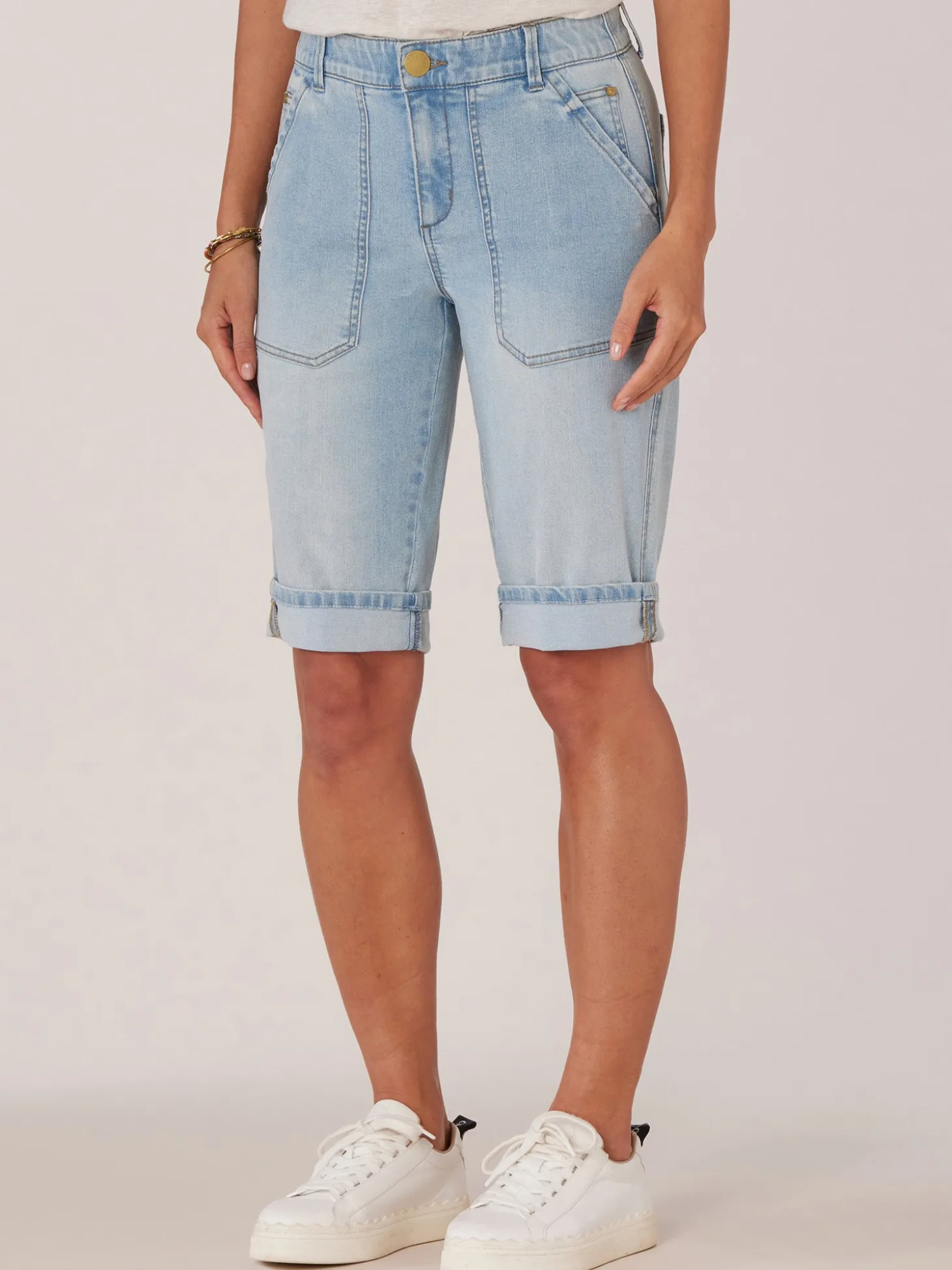 "Ab"solution Petite High Rise Repreve Bermuda Short with Cuffed Hem