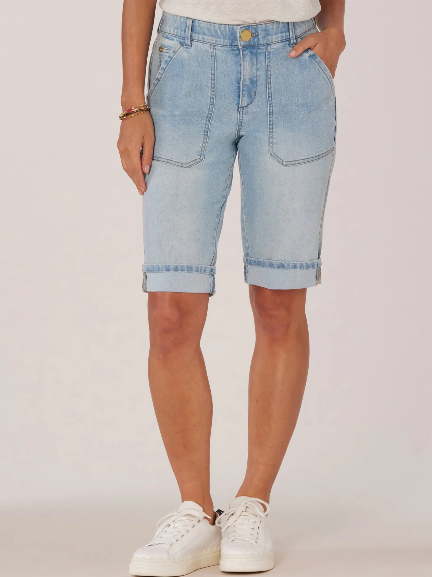 "Ab"solution Petite High Rise Repreve Bermuda Short with Cuffed Hem