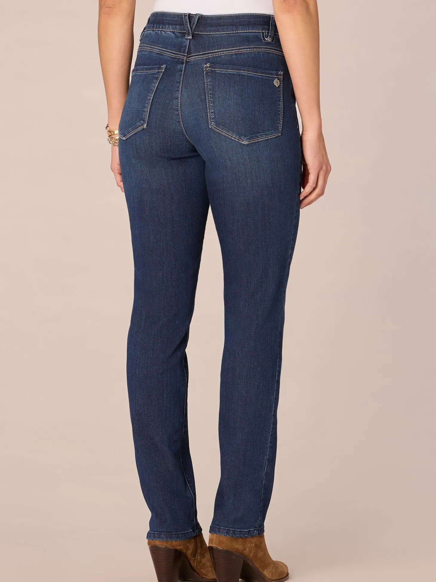 "Ab"solution® Petite High Rise Straight Leg Indigo Jeans