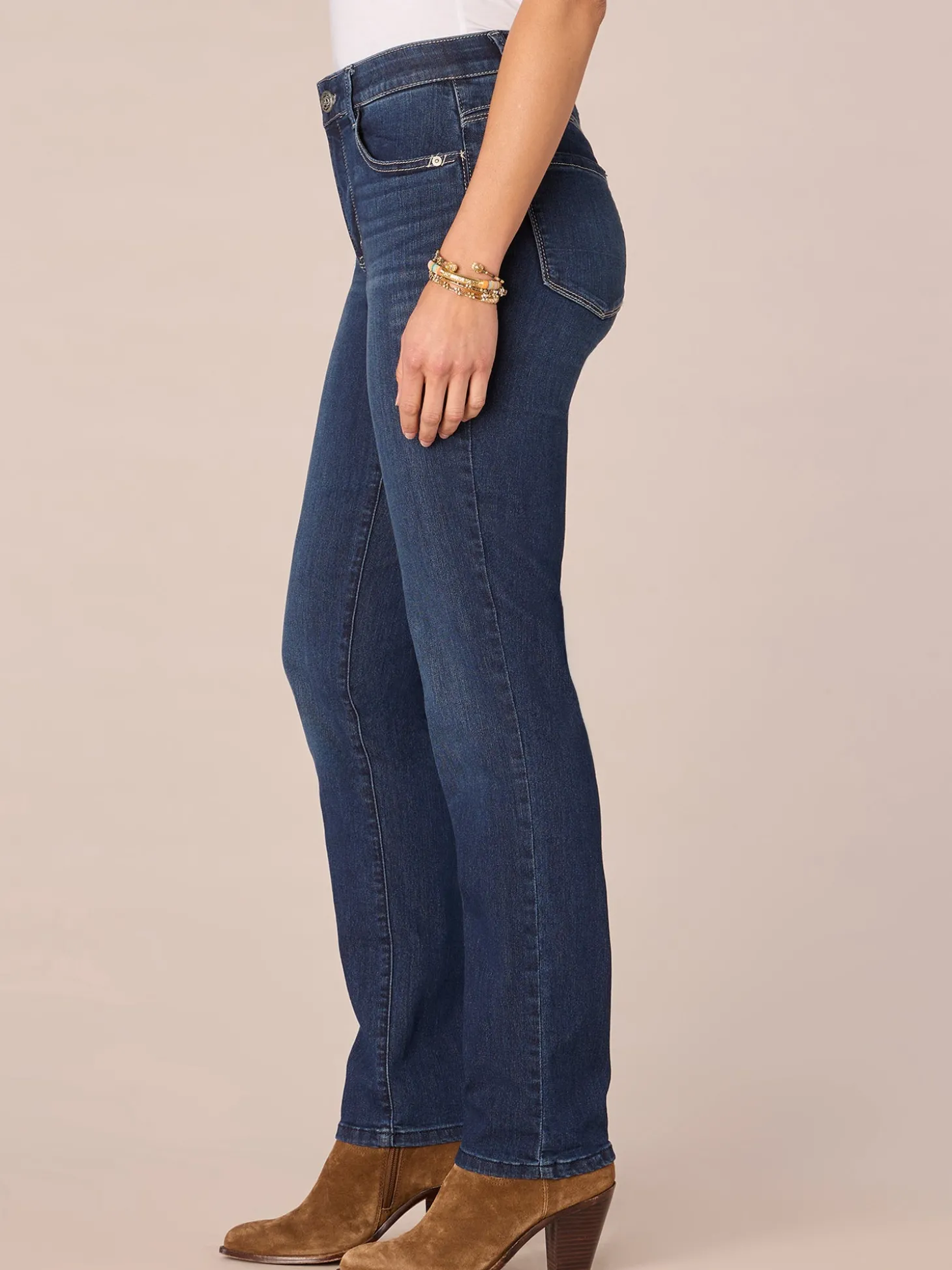 "Ab"solution® Petite High Rise Straight Leg Indigo Jeans