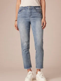 "Ab"solution Petite Slim Straight Jean with Embroidered Cascading "D"