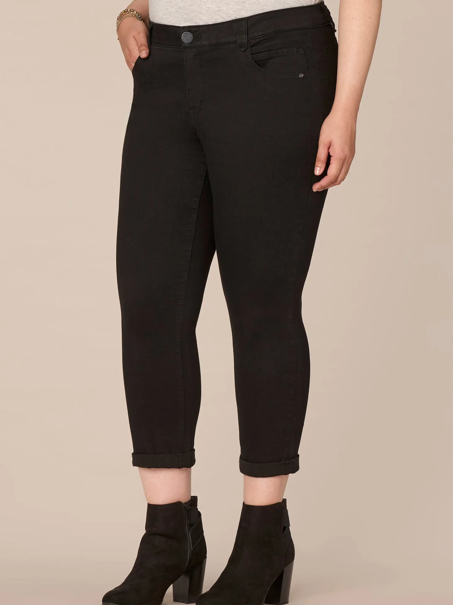 "Ab"solution® Plus Black Denim Ankle Skimmer Jeans