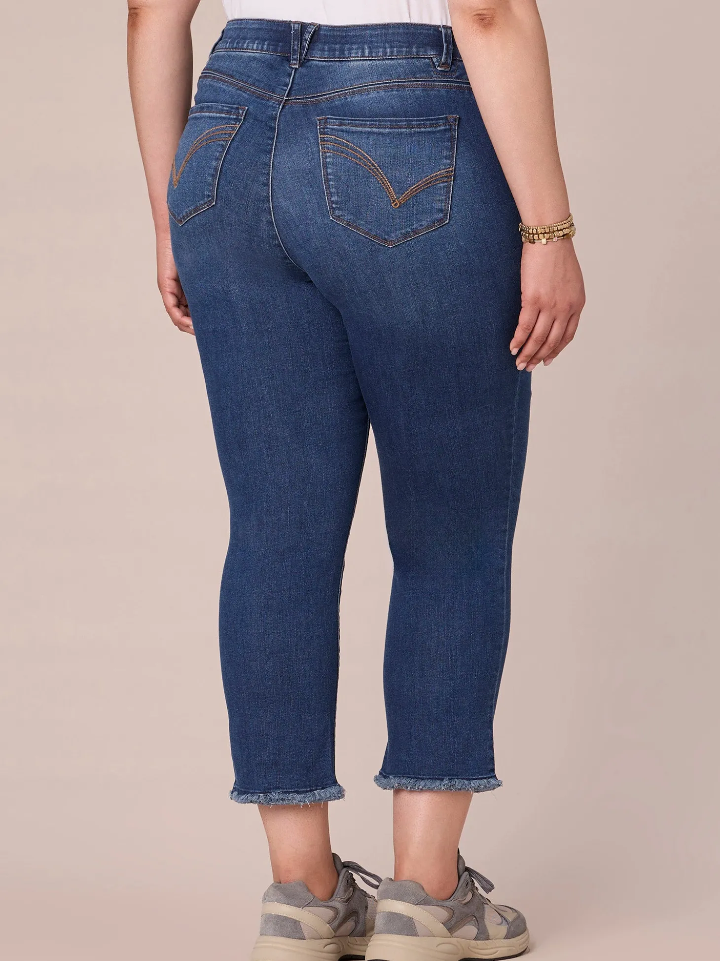 "Ab"solution Plus Size Cascading "D" Embroidery Slim Straight Jean
