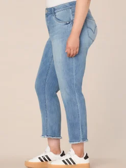 "Ab"solution Plus Size Cascading "D" Back Pocket Slim Straight Jean