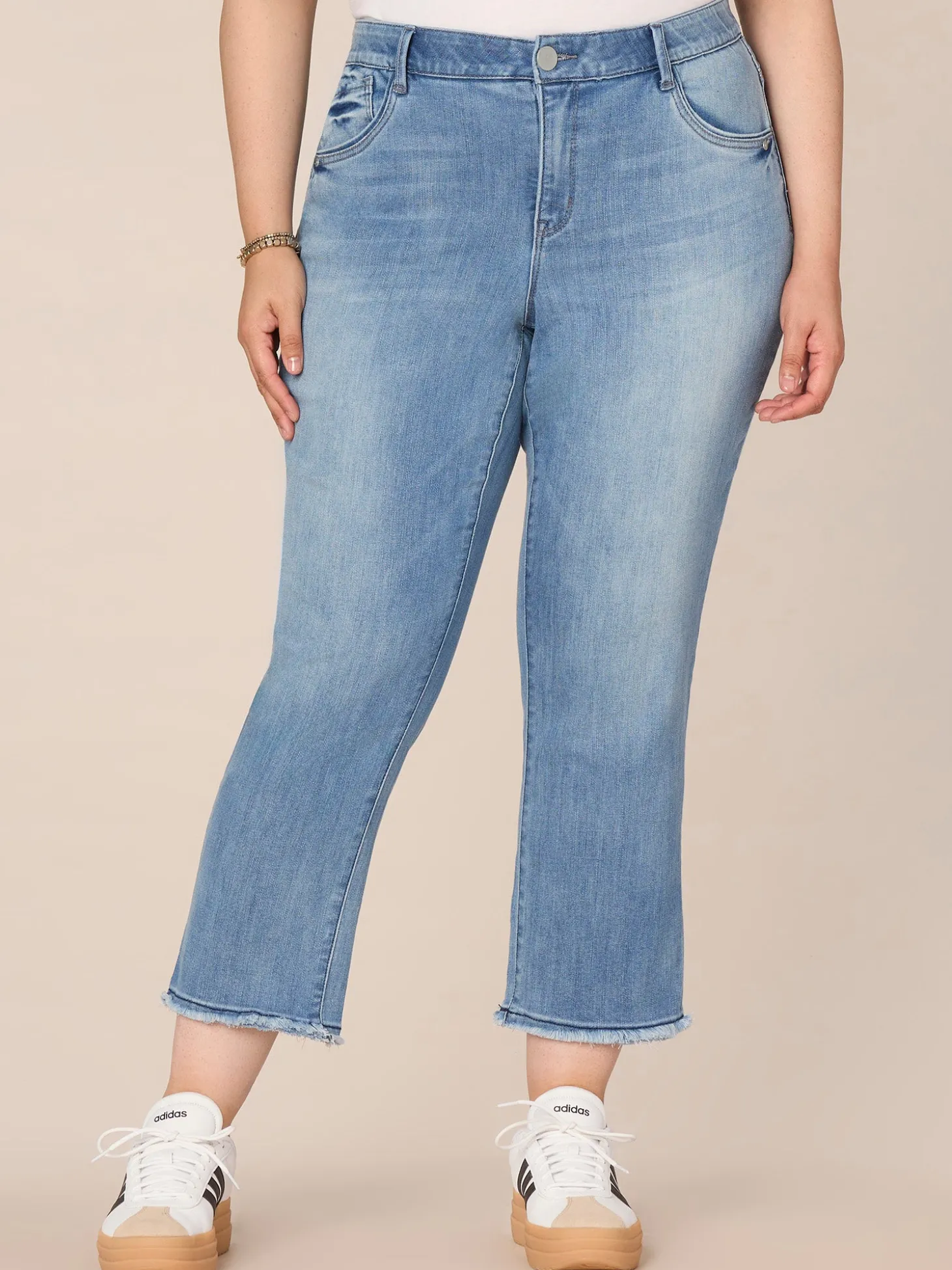"Ab"solution Plus Size Cascading "D" Back Pocket Slim Straight Jean