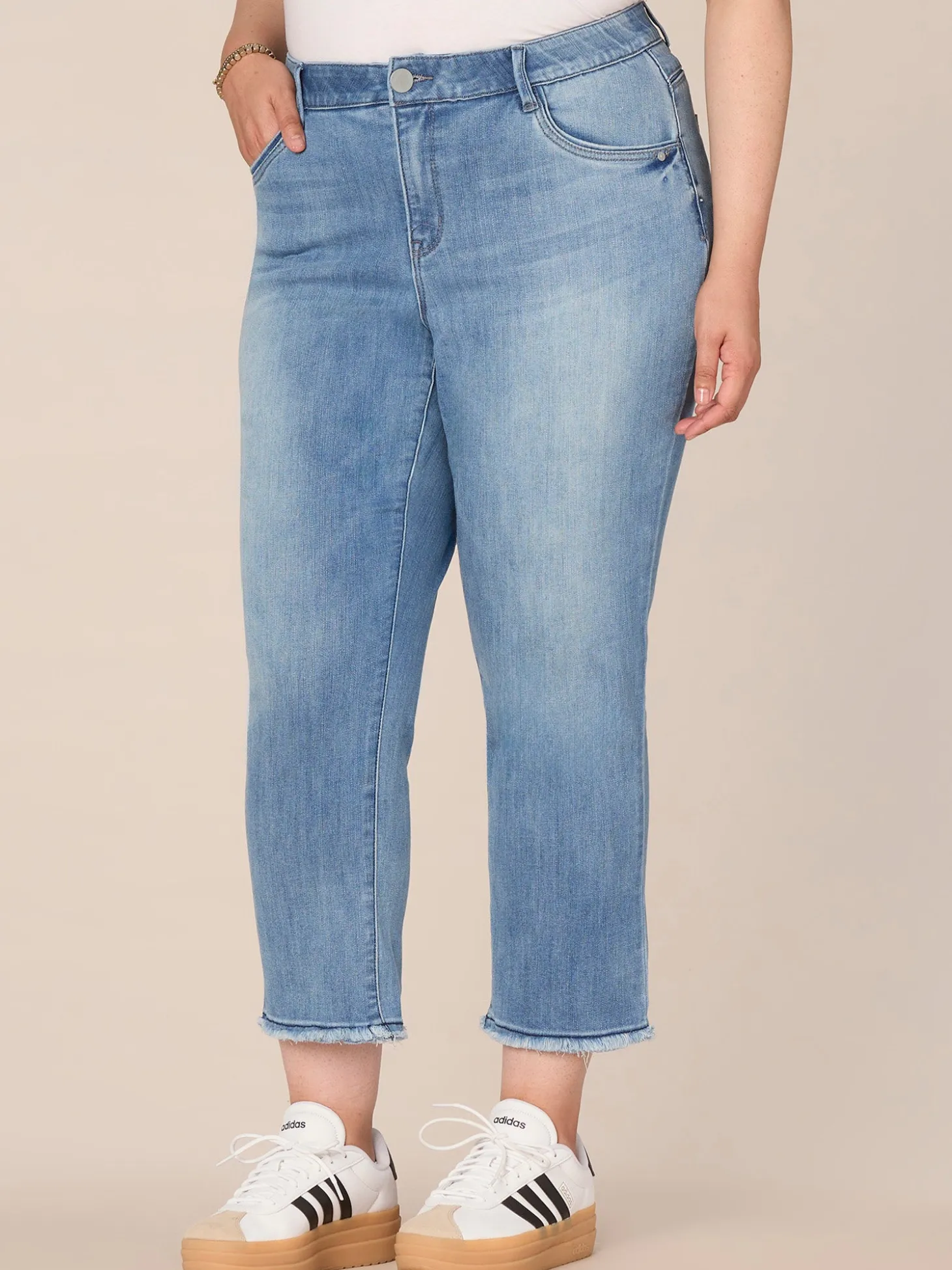 "Ab"solution Plus Size Cascading "D" Back Pocket Slim Straight Jean