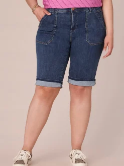 "Ab"solution Plus Size Coin Pocket Bermuda Short with Cuffed Hem