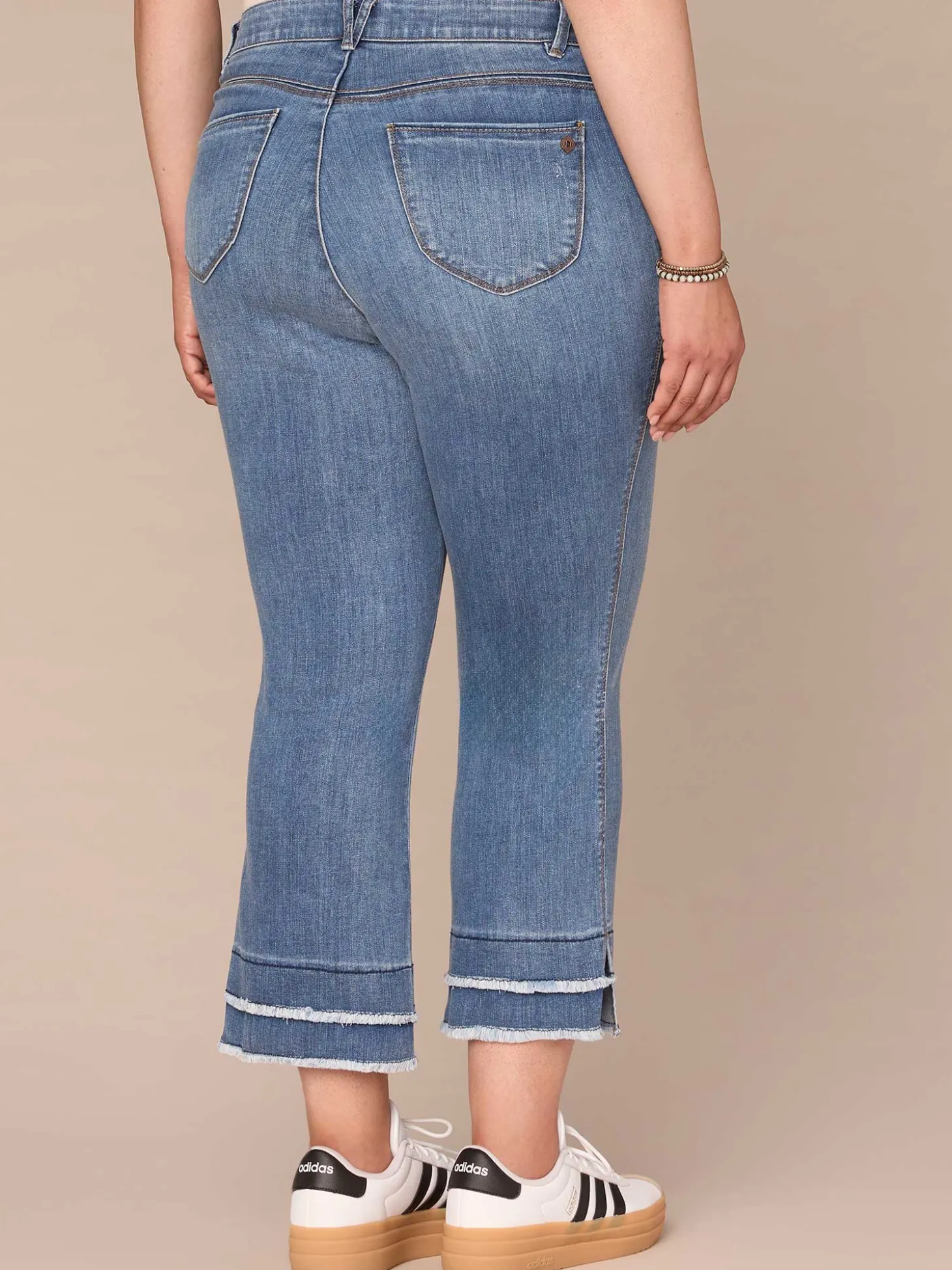 "Ab"solution Plus Size Fray Hem Kick Flare Jean