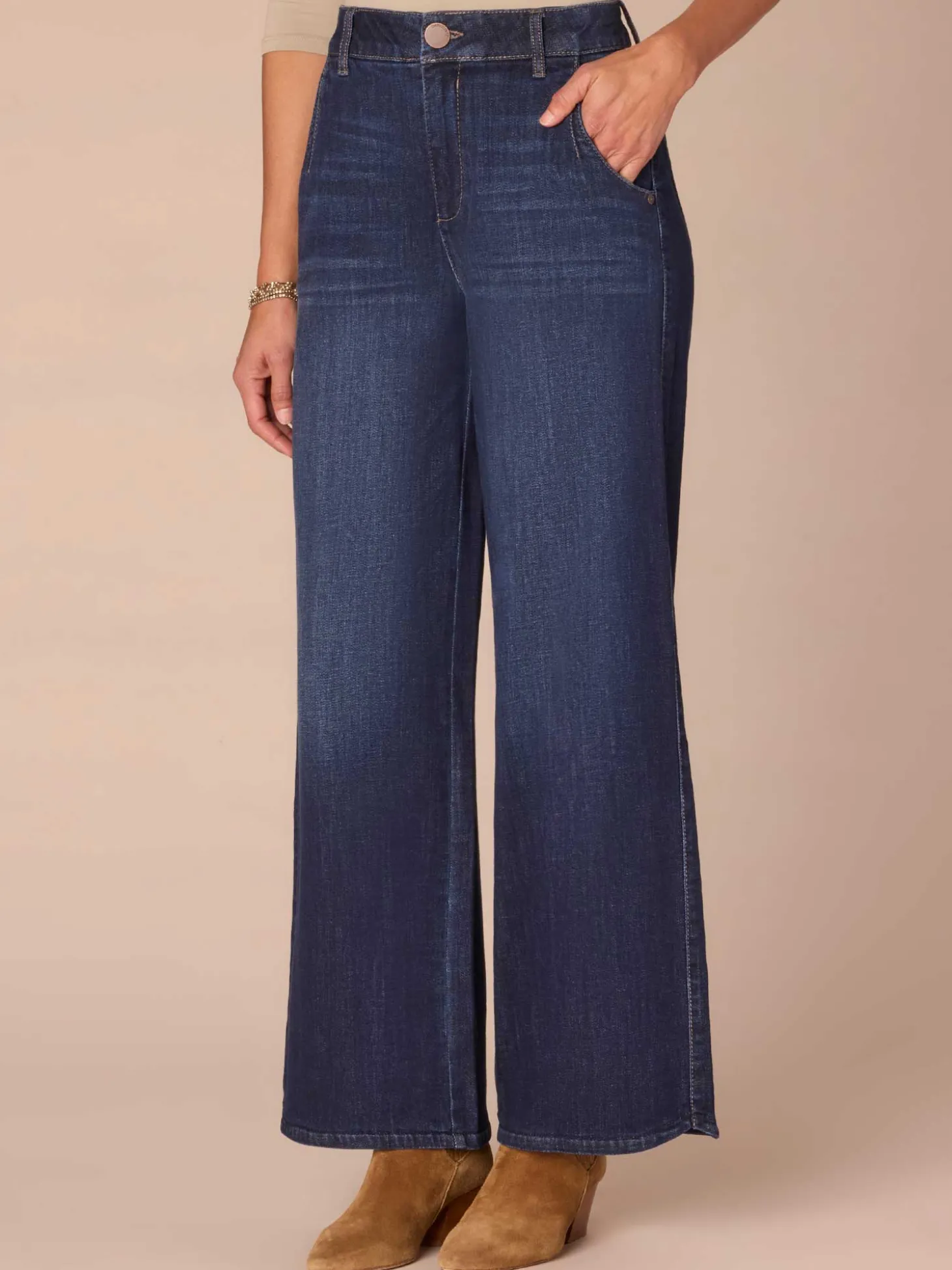 "Ab"solution® Skyrise Curved Pocket Wide Leg Jeans with Tulip Hem