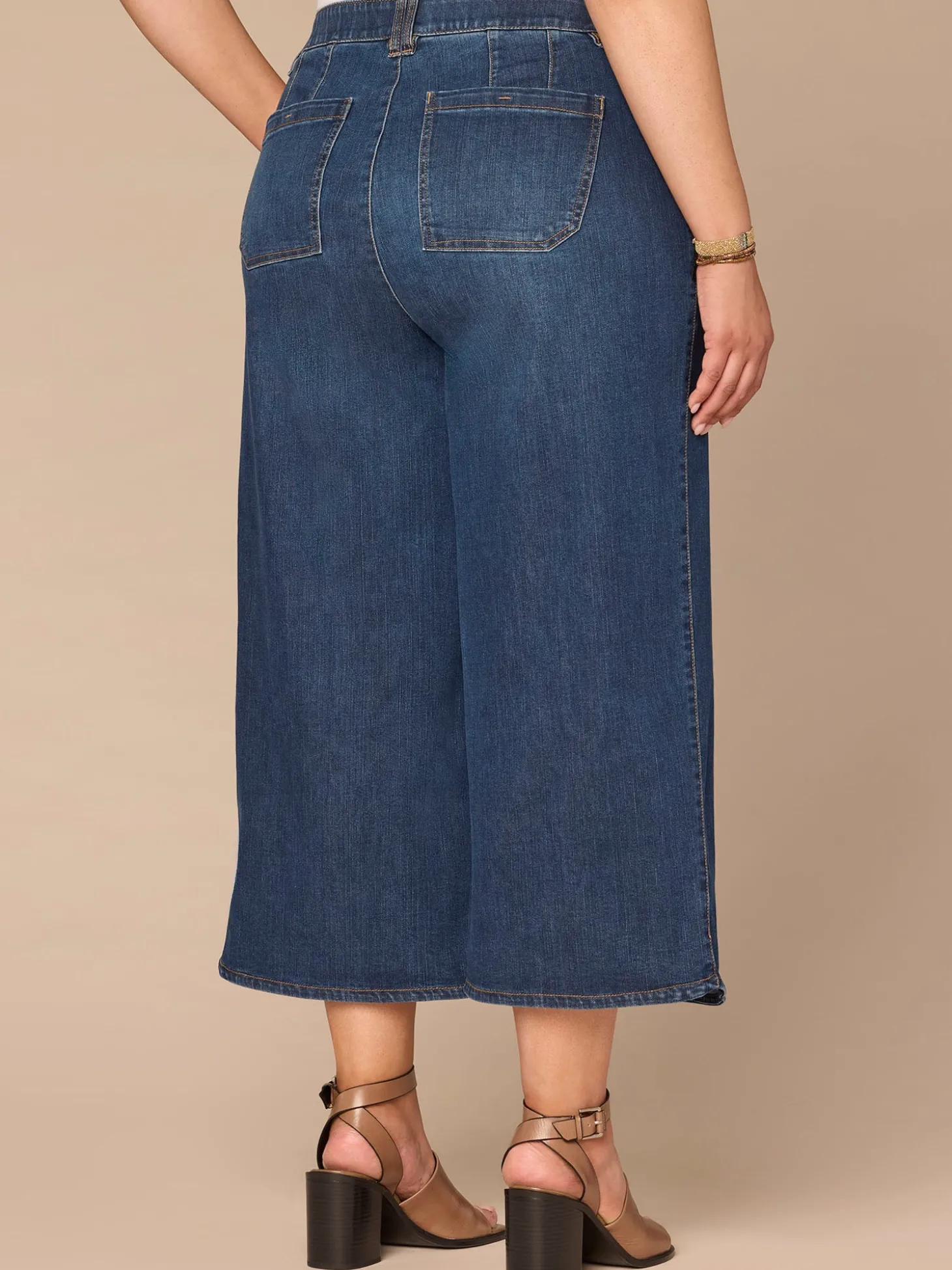 "Ab"solution® Skyrise Dart Seam Tulip Hem Crop Plus Size Wide Leg Jean