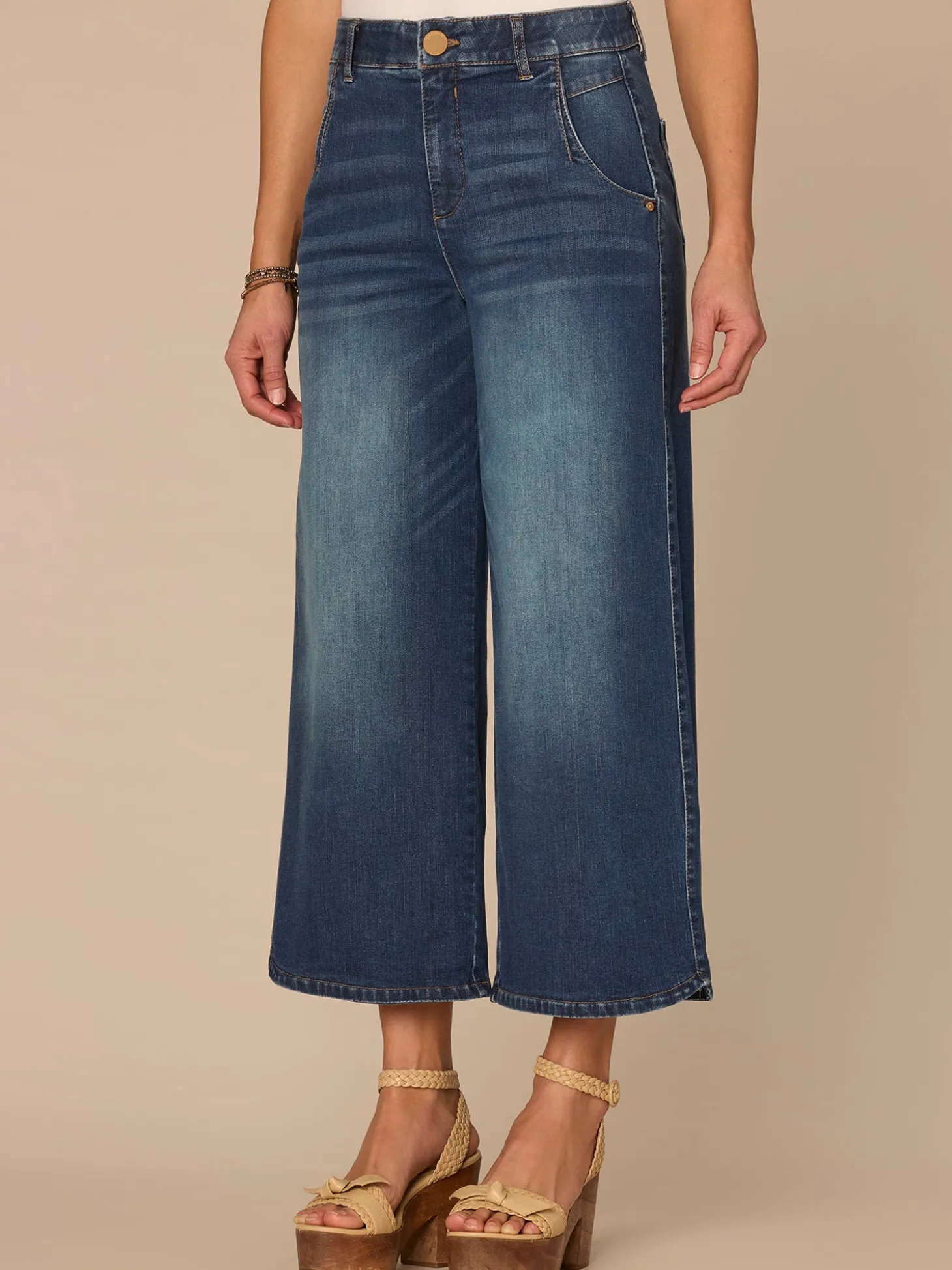 "Ab"solution® Skyrise Dart Seam Tulip Hem Crop Wide Leg Jeans