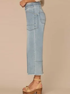 "Ab"solution® Skyrise Glider Crop Clean Finish Fray Hem Wide Leg Jeans