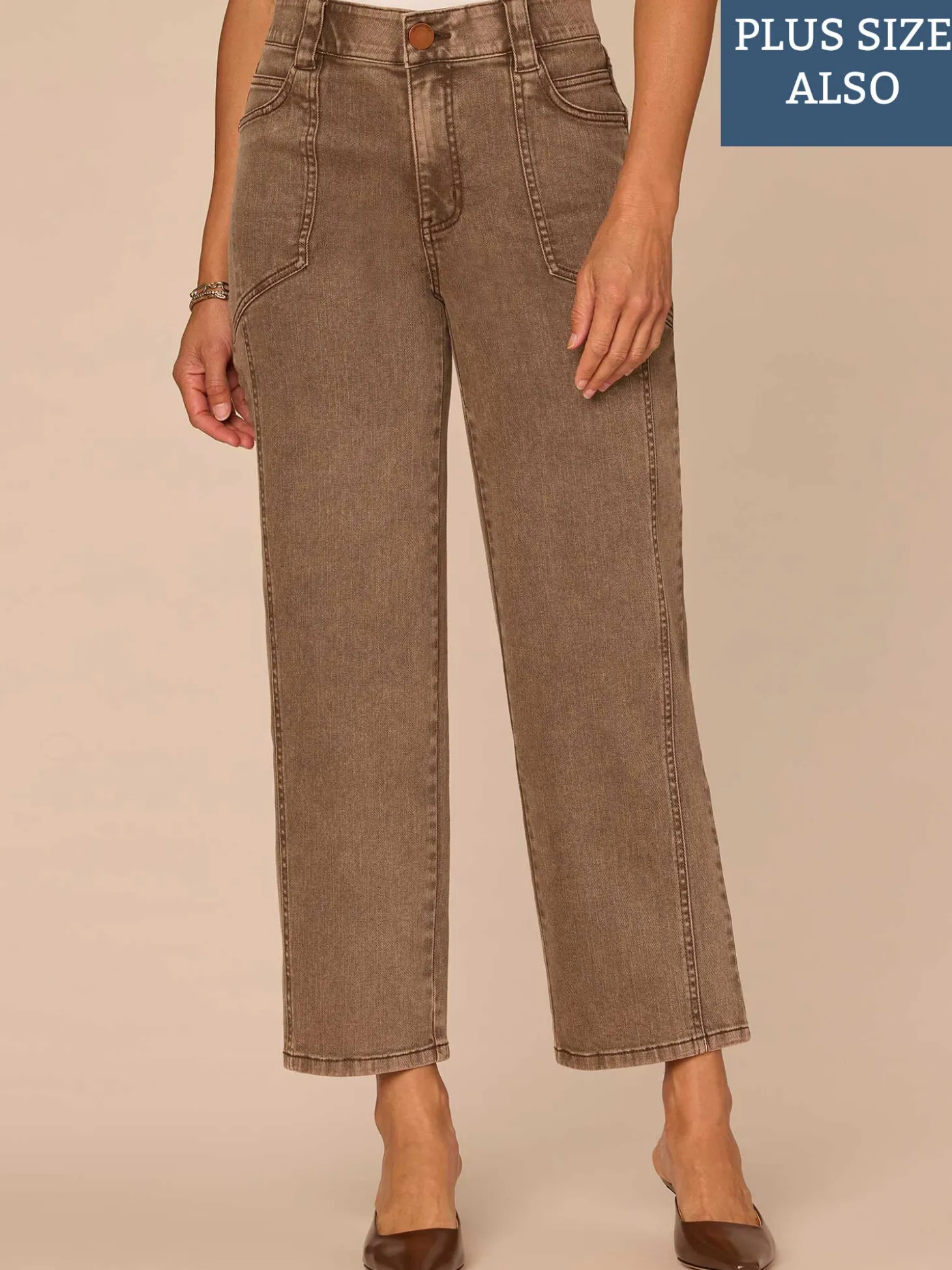 "Ab"solution® Skyrise Relaxed Straight Leg Plus Size Jean with Seaming