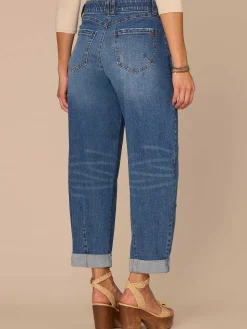 "Ab"solution® Skyrise Roll Cuff Barrel Leg Jeans with Knee Darts