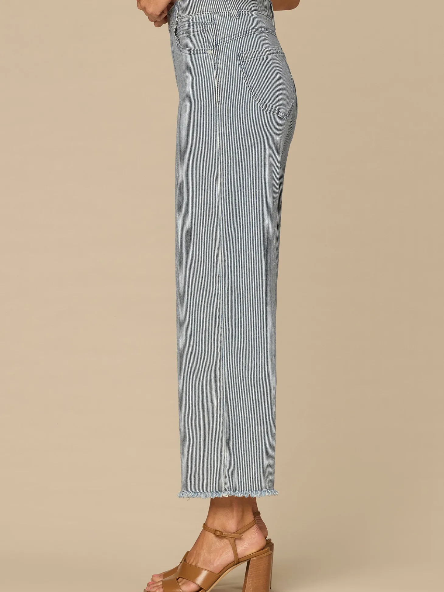 “Ab”solution® Skyrise Round Up Striped Petite Wide Leg Boyfriend Jean