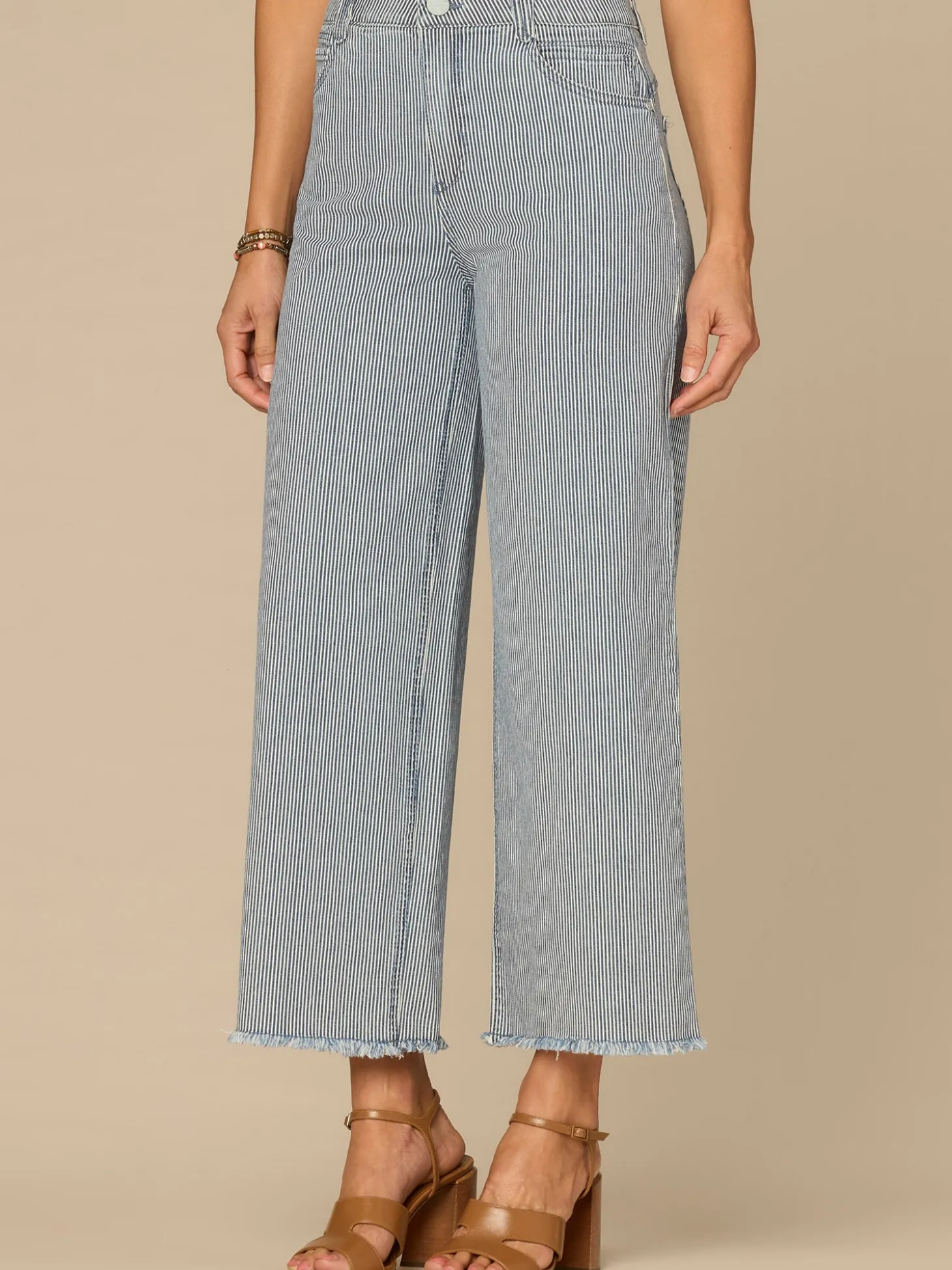 “Ab”solution® Skyrise Round Up Striped Petite Wide Leg Boyfriend Jean