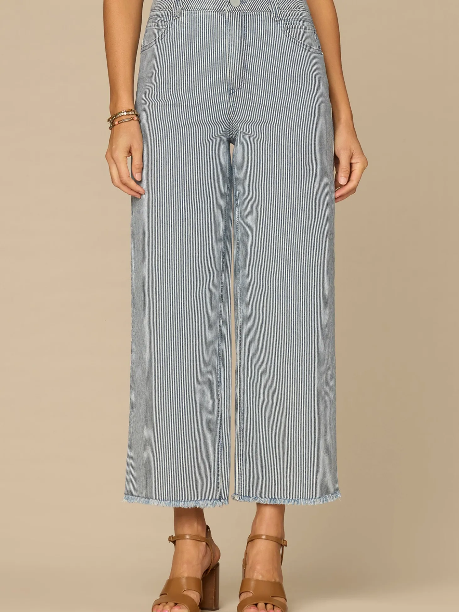 “Ab”solution® Skyrise Round Up Striped Petite Wide Leg Boyfriend Jean