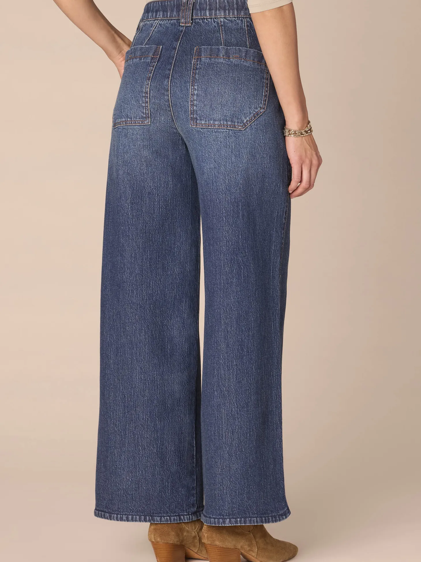 “Ab”solution® Skyrise Tulip Hem Blue Wide Leg Jeans