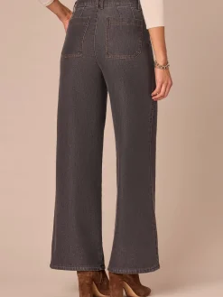 "Ab"solution® Skyrise Tulip Hem Wide Leg Jeans with Curved Pockets