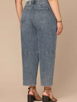 "Ab"solution® Skyrise Uneven Yoke Relaxed Barrel Leg Plus Size Jeans