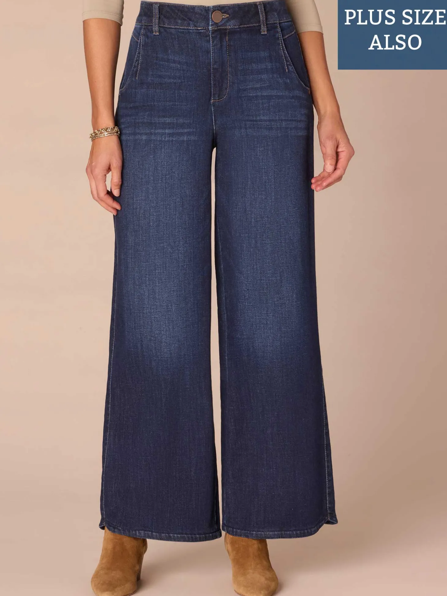 "Ab"solution® Skyrise Wide Leg Plus Size Jeans with Tulip Hem