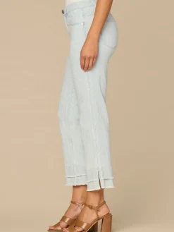 “Ab”solution® Striped Mid-Rise Double Layer Fray Hem Petite Kick Flare Jeans