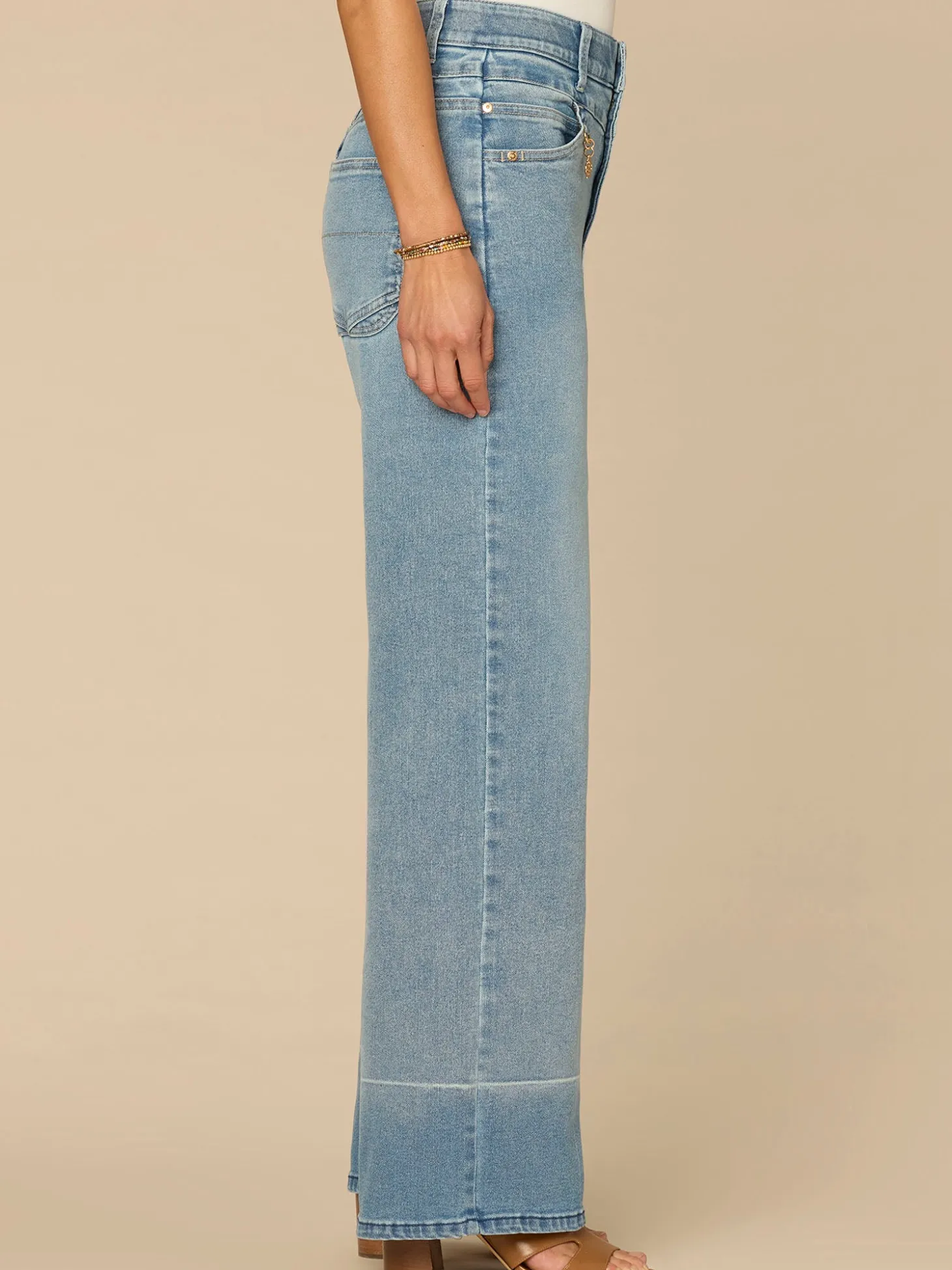 “Ab”solution® Ultra Skyrise Double V-Yoke Wide Leg Jeans with Charm