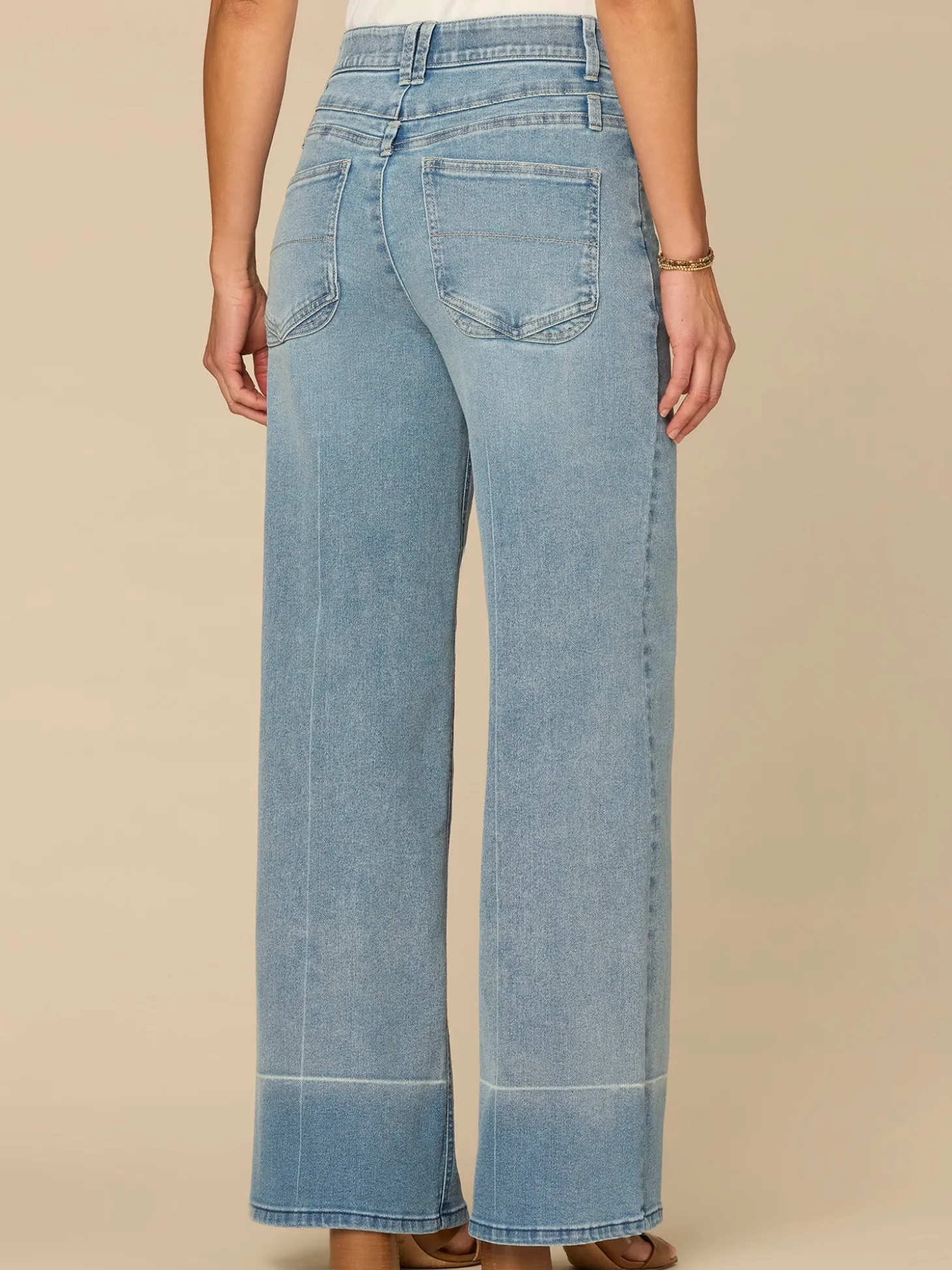 “Ab”solution® Ultra Skyrise Double V-Yoke Wide Leg Jeans with Charm