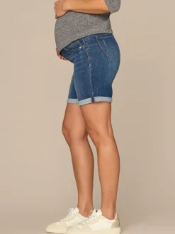 CradleComfort Baby Bump Maternity Shorts with Double Roll Cuff