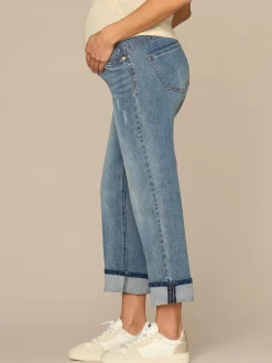 CradleComfort Baby Bump Maternity Round Up Cropped Boyfriend Jeans
