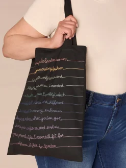 Democracy Script Drawstring Tote Bag