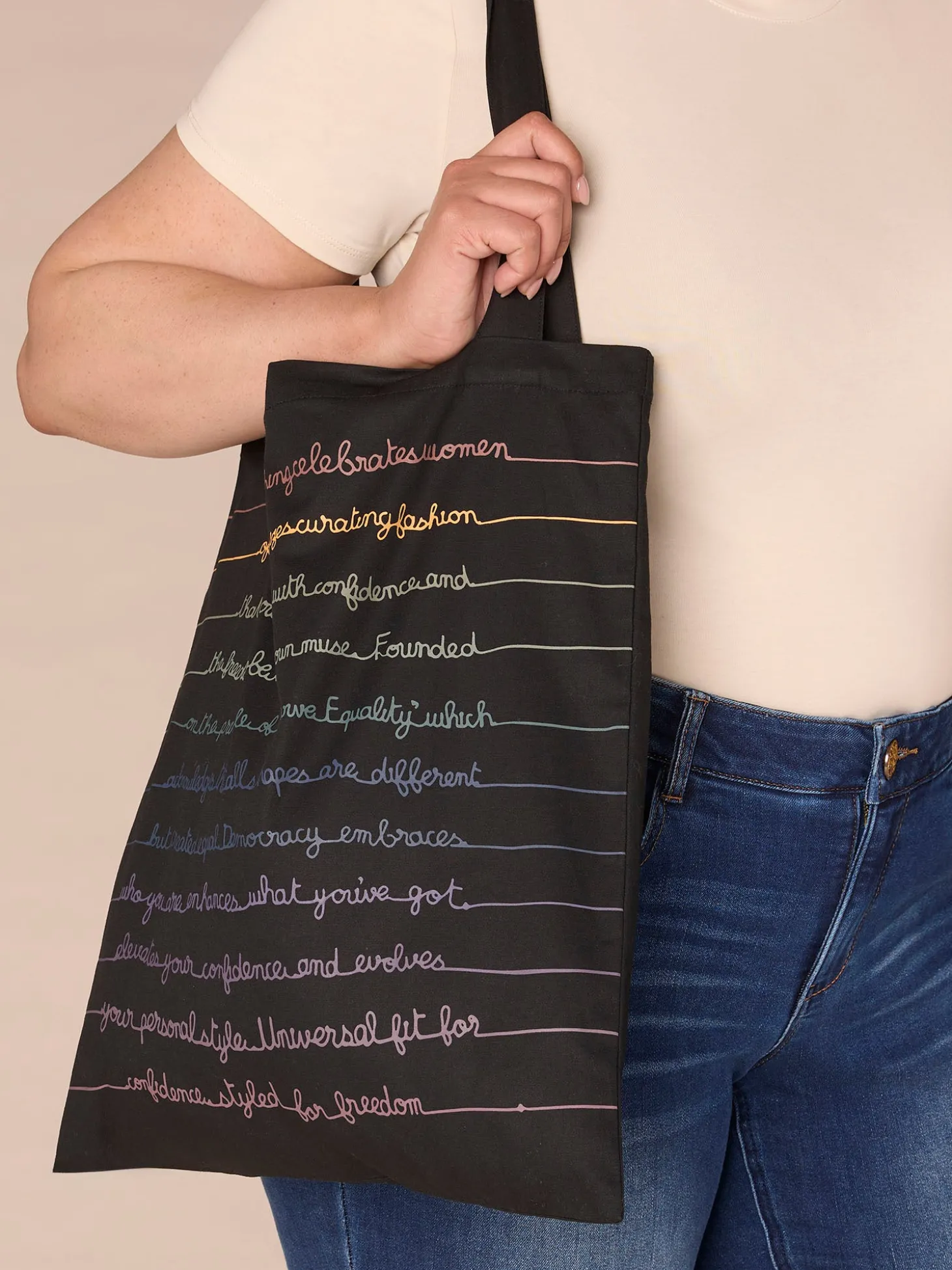 Democracy Script Drawstring Tote Bag