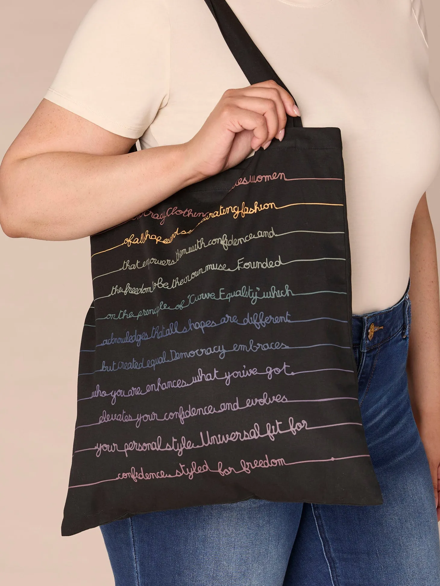 Democracy Script Drawstring Tote Bag