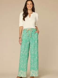 Elbow Sleeve Mandarin Collar Half Placket Embroidered Petite Knit Top