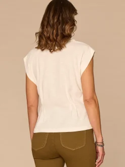 Extended Sleeve Embroidered Scoop Neck Pleated Peplum Knit Top