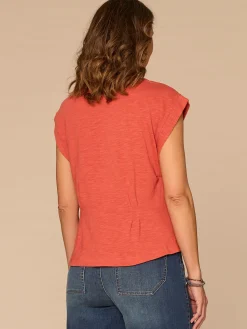 Extended Sleeve Embroidered Scoop Neck Pleated Peplum Knit Top