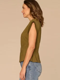 Extended Sleeve Scoop Neck Peplum Hem Embroidered Knit Top
