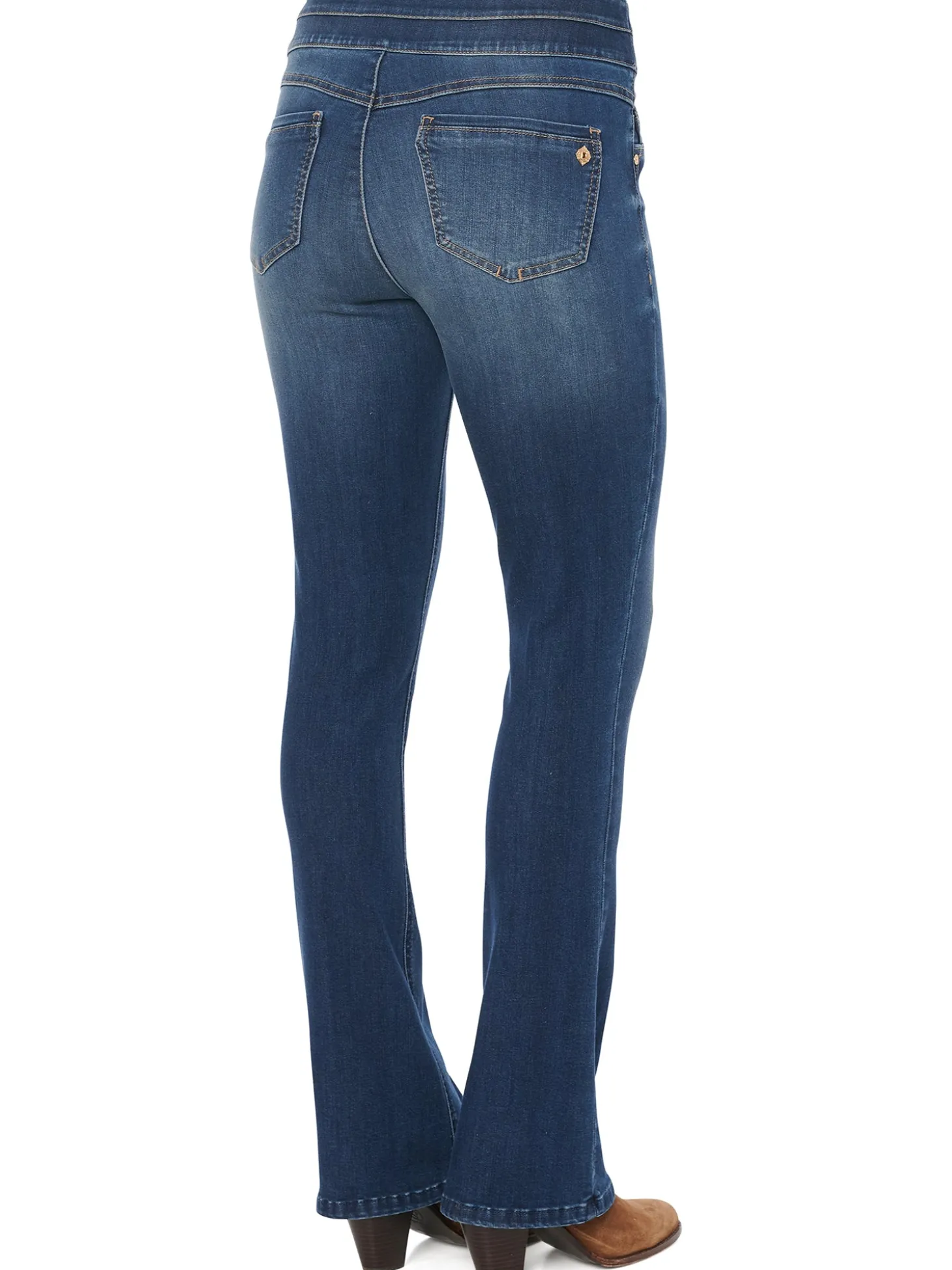 34" Inseam Long "Ab"solution High Rise Blue Itty Bitty Boot Glider Jeans