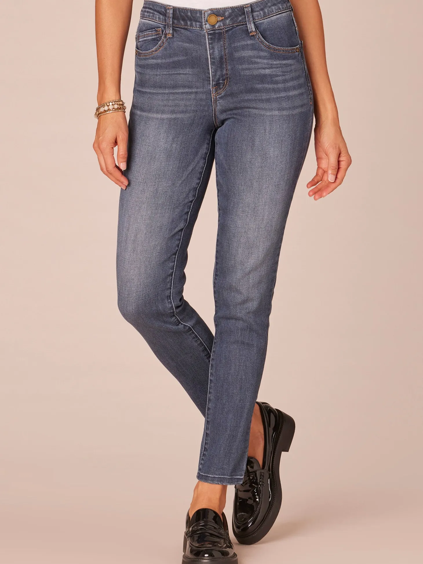 Modern "Ab"solution High Rise Ankle Length Blue Skinny Jeans