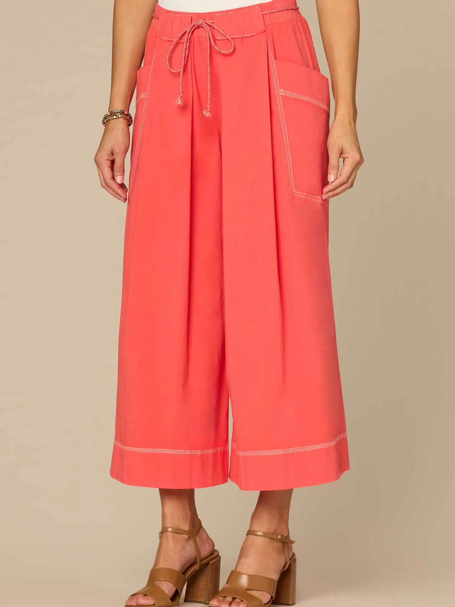 Skyrise Cropped Wide Leg Glider Pants with Wraparound Patch Pockets