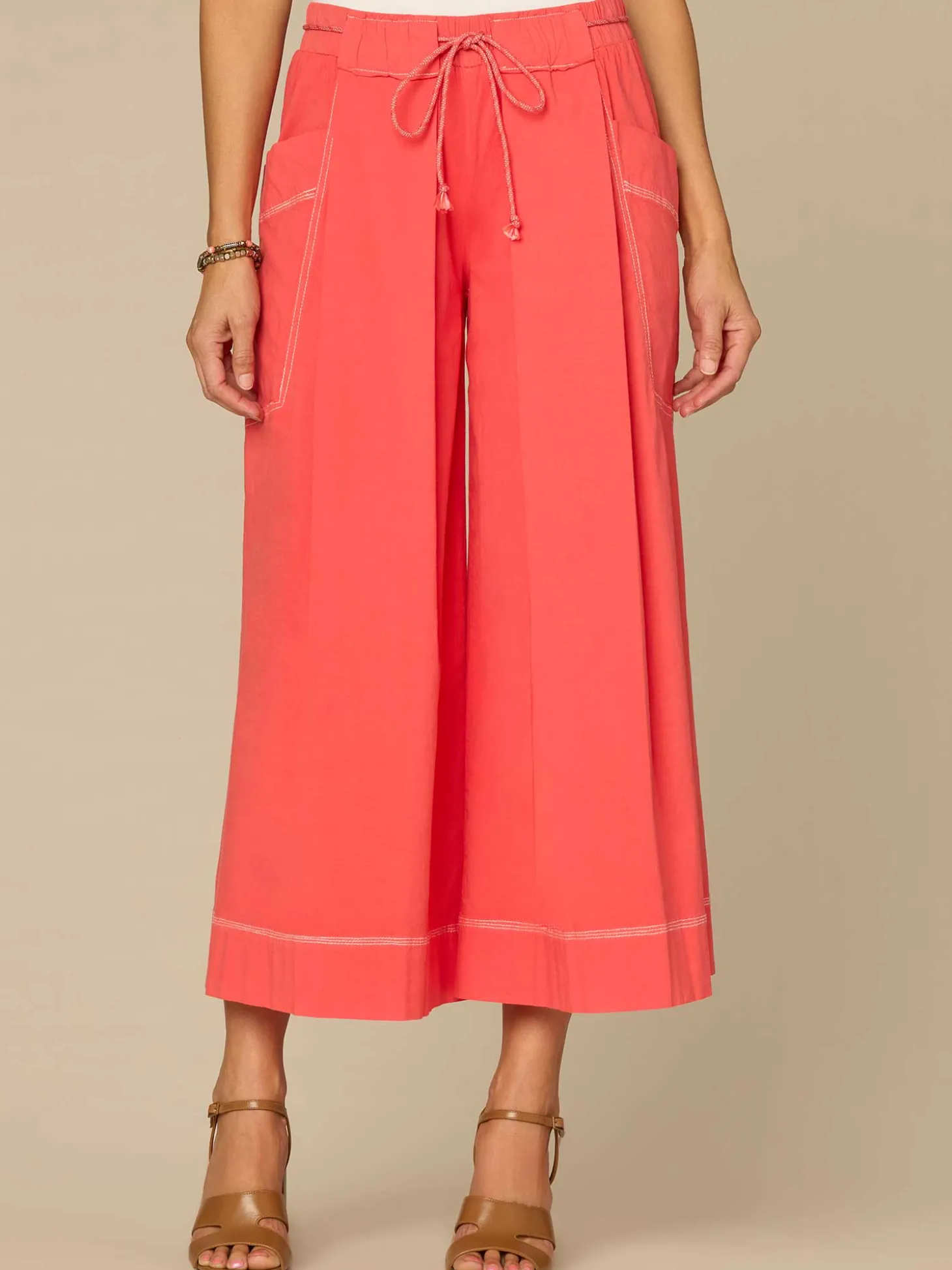 Skyrise Cropped Wide Leg Glider Pants with Wraparound Patch Pockets