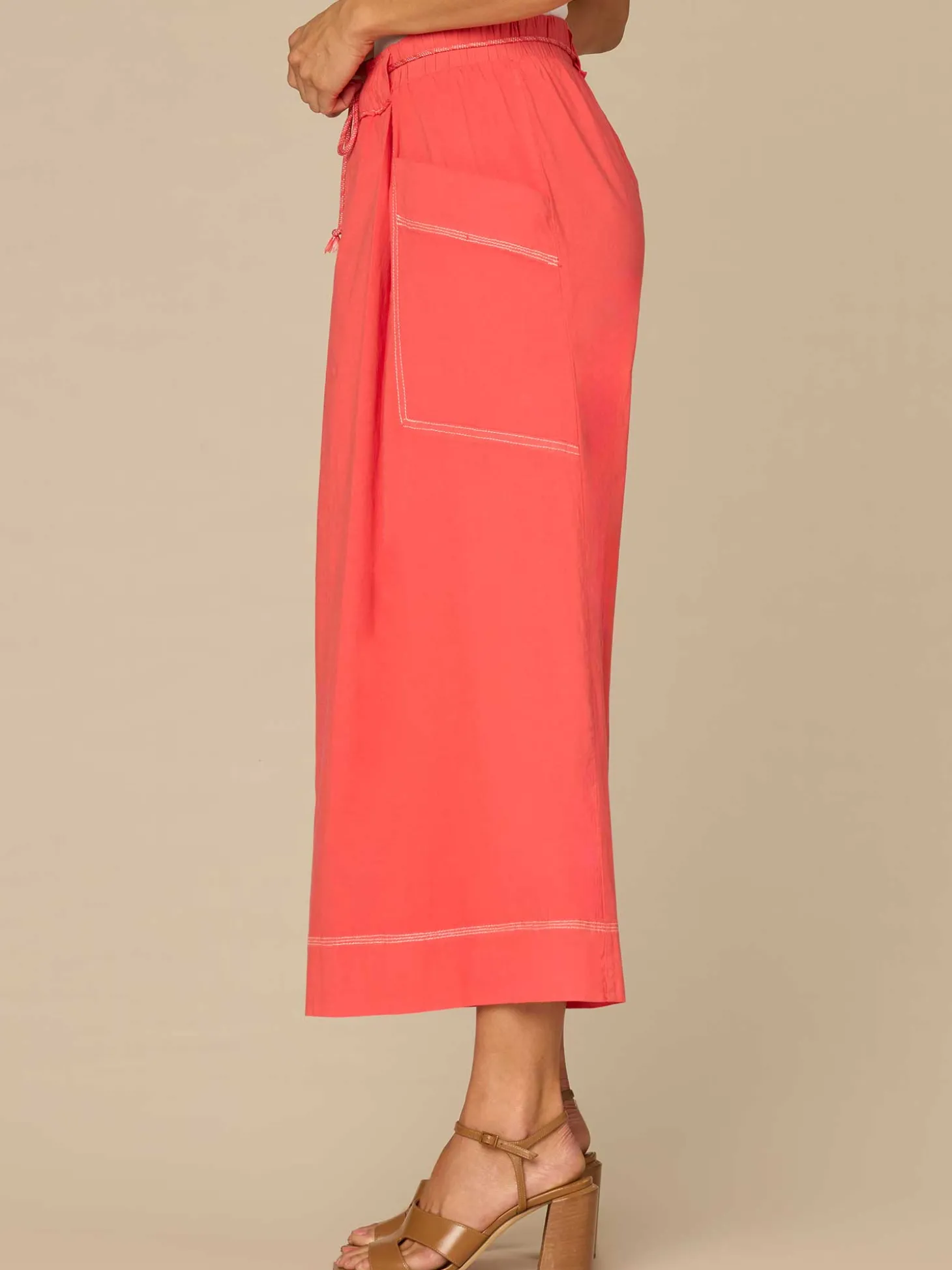 Skyrise Cropped Wide Leg Glider Pants with Wraparound Patch Pockets