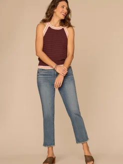 Sleeveless Crochet Round Neck Petite Sweater Tank Top