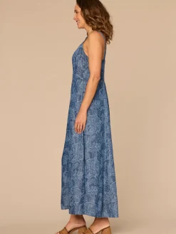 Sleeveless V-Neck Smocked Abstract Floral Print Petite Woven Dress