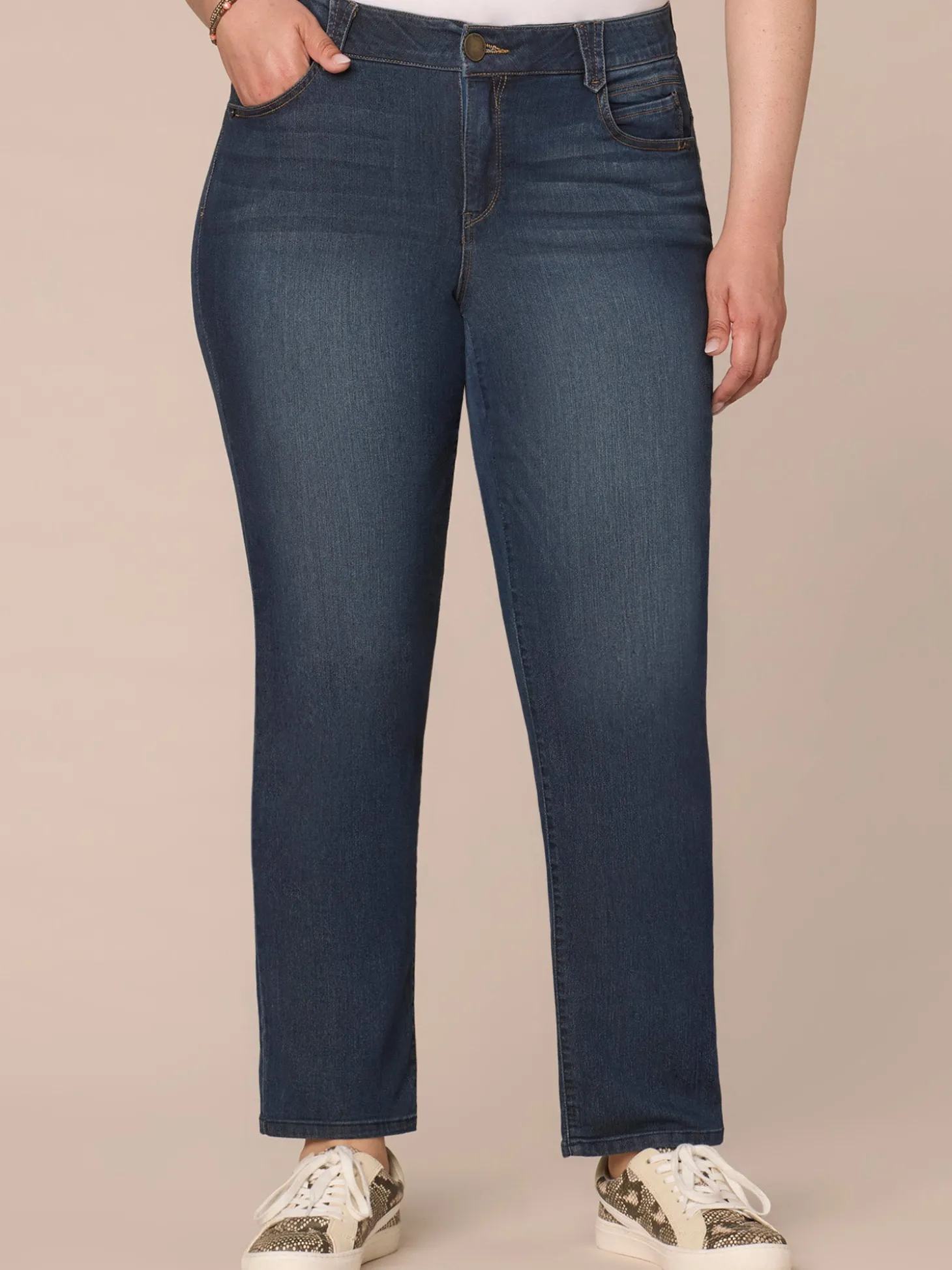 Stretch Denim "Ab"solution® Straight Leg Plus Indigo Jeans