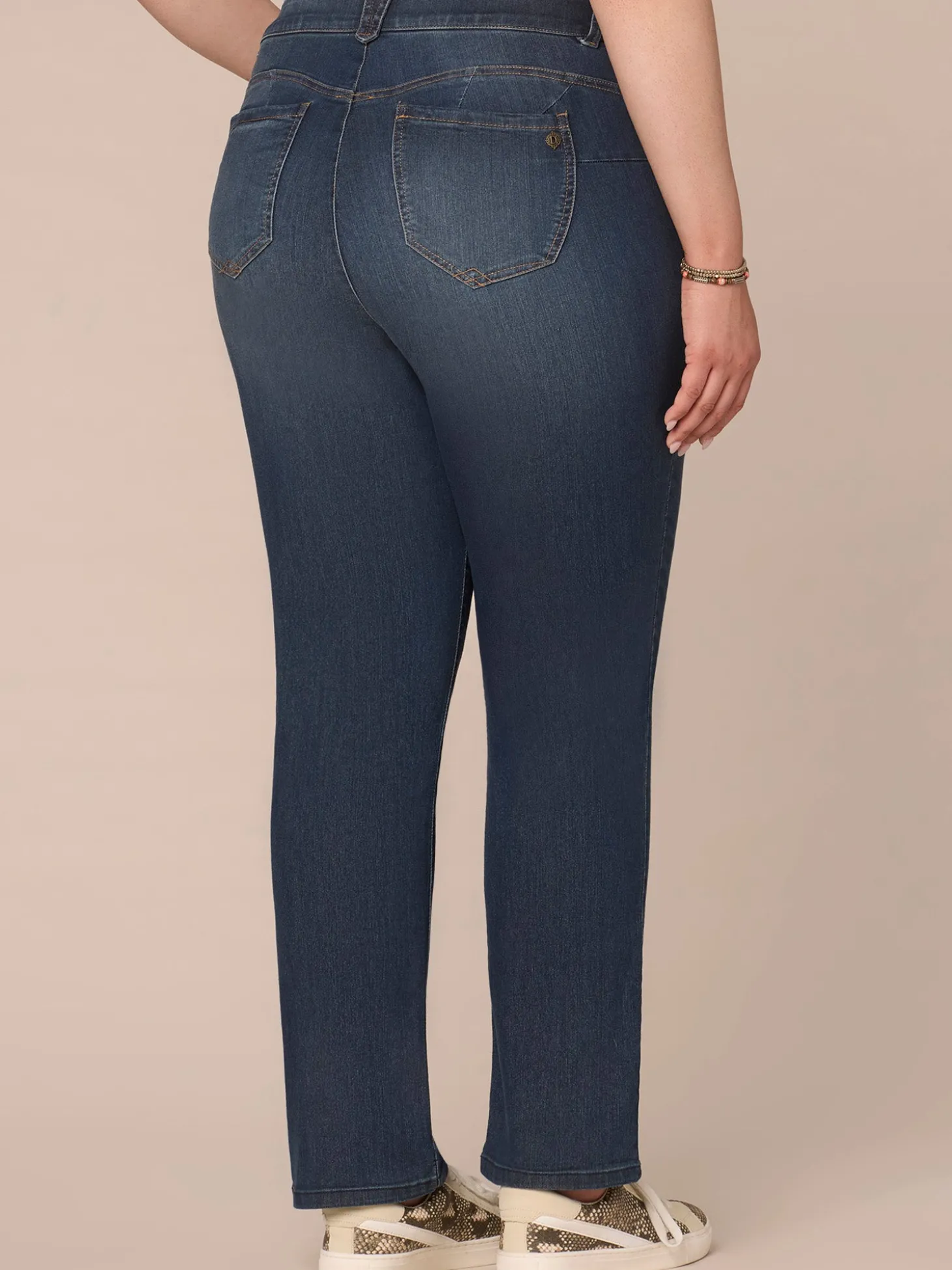 Stretch Denim "Ab"solution® Straight Leg Plus Indigo Jeans