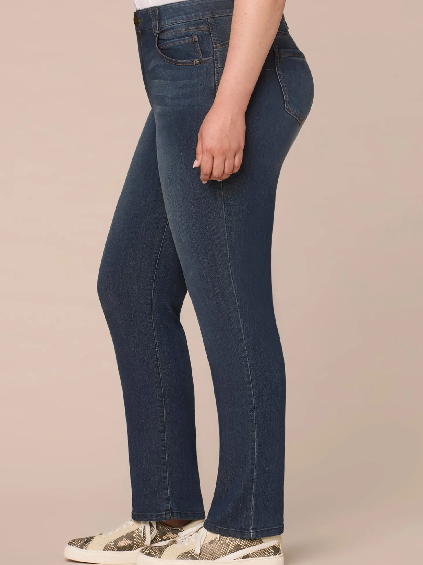 Stretch Denim "Ab"solution® Straight Leg Plus Indigo Jeans